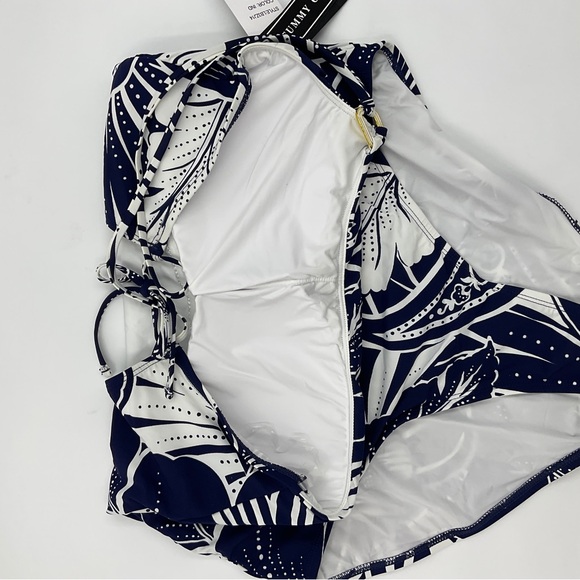 La Blanca NWT At The Playa One Piece One Shoulder Indigo Floral Swimsuit Size 16 - Picture 8 of 16